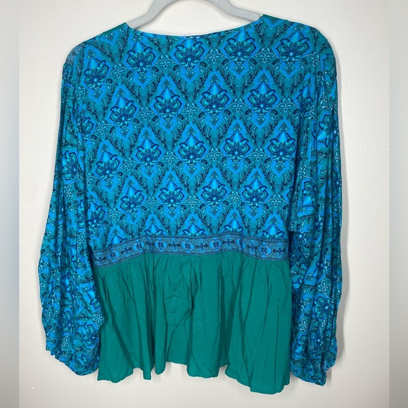 {NWT} Gypsy Style Boho Blouse Ocean Turquoise S/M - Picture 8 of 11